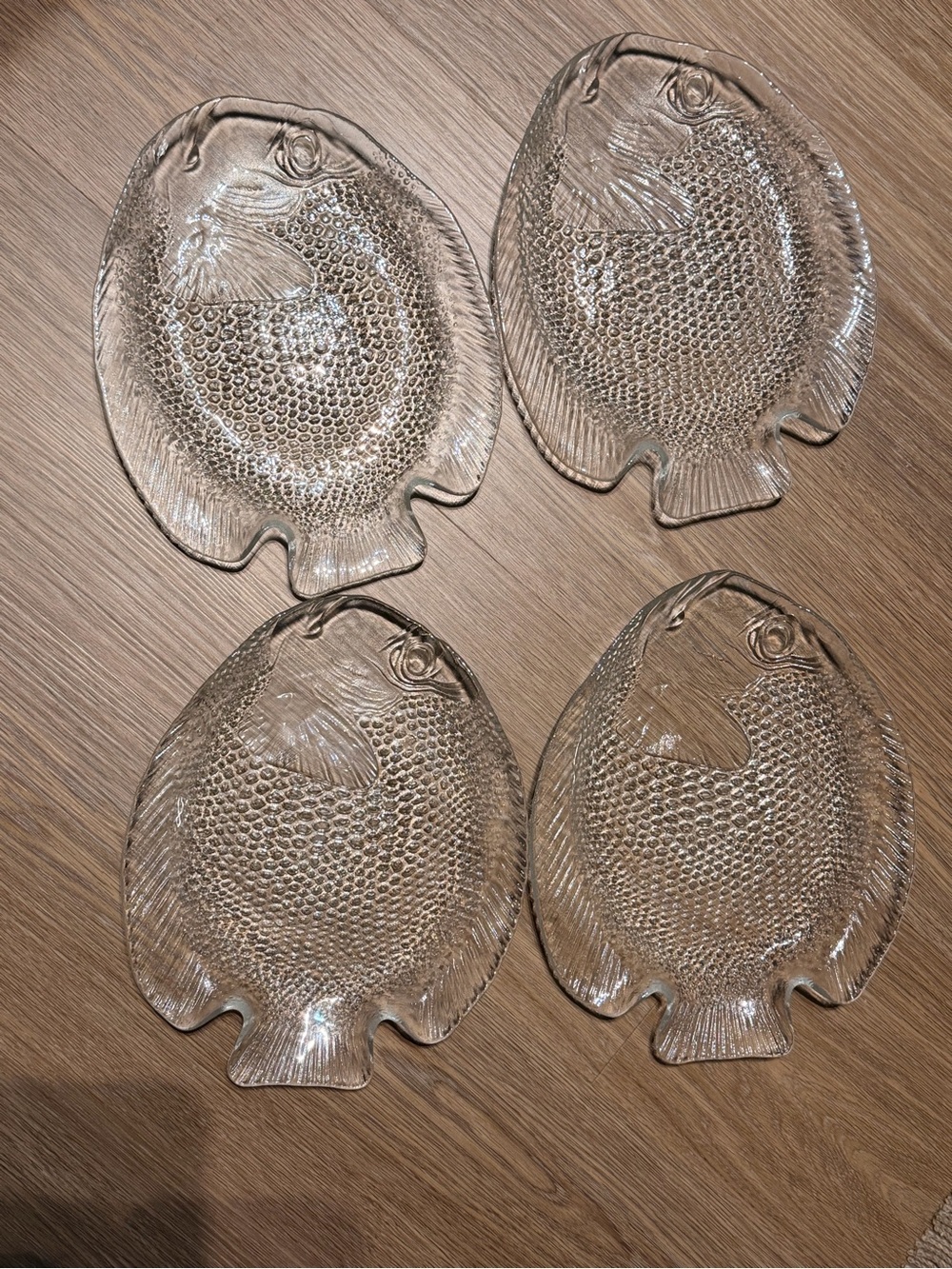 Vintage Arcoroc France Poisson Glass Fish Plates- Set of 4